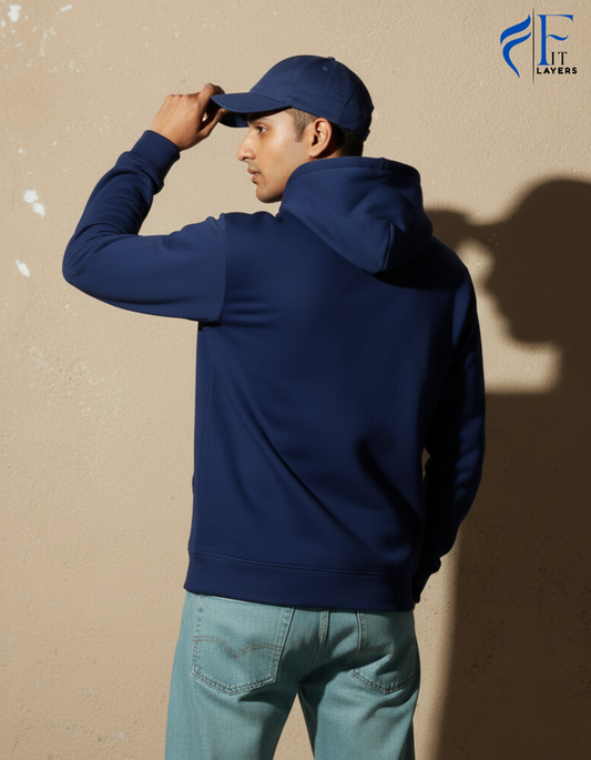 Dark Blue Cotton Hoodie
