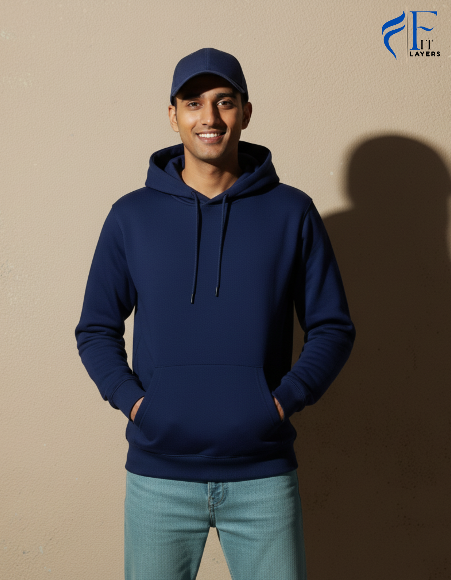 Dark Blue Cotton Hoodie