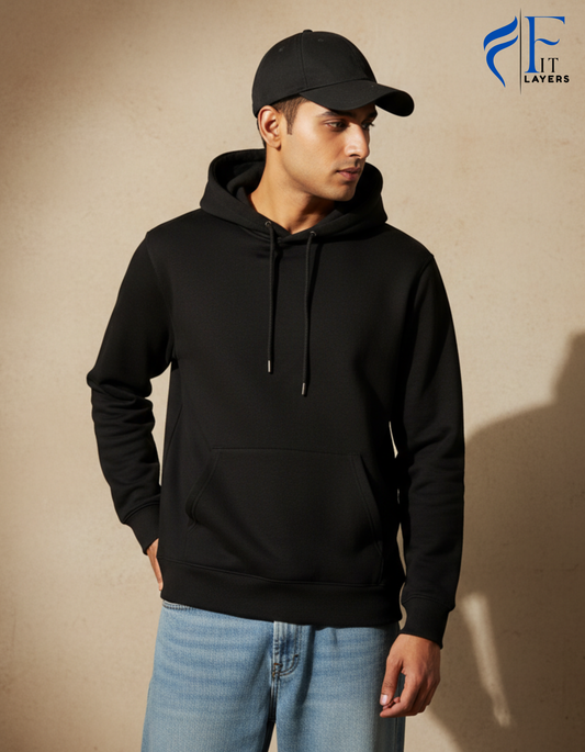 Black  Cotton Hoodie