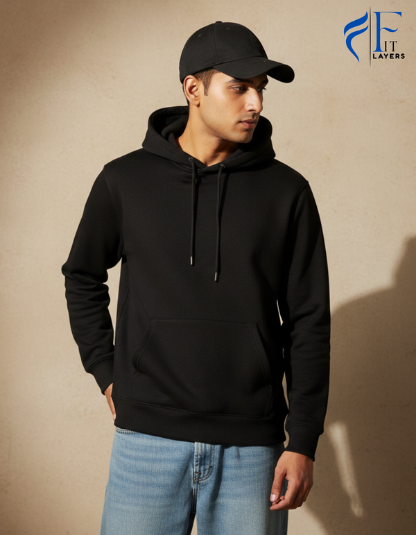 Black  Cotton Hoodie